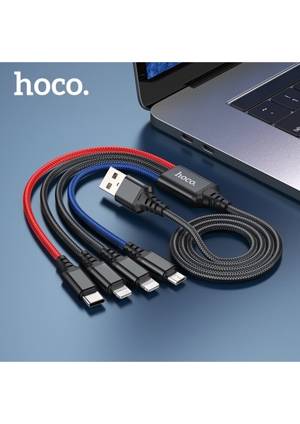 Hoco 4in1 USB Kablosu iPhone 13 12 11 Android Mikro USB C Tipi Kablo Xiaomi Samsung S22 S20 Huawei Hızlı Şarj Kablosu (Yurt Dışından)