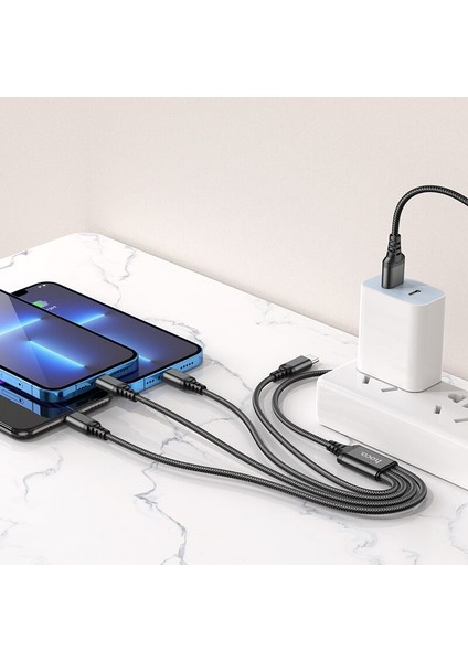 Hoco 4in1 USB Kablosu iPhone 13 12 11 Android Mikro USB C Tipi Kablo Xiaomi Samsung S22 S20 Huawei Hızlı Şarj Kablosu (Yurt Dışından) fiyatları