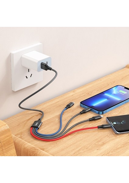 Hoco 4in1 USB Kablosu iPhone 13 12 11 Android Mikro USB C Tipi Kablo Xiaomi Samsung S22 S20 Huawei Hızlı Şarj Kablosu (Yurt Dışından) modelleri