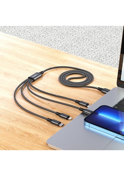 Hoco 4in1 USB Kablosu iPhone 13 12 11 Android Mikro USB C Tipi Kablo Xiaomi Samsung S22 S20 Huawei Hızlı Şarj Kablosu (Yurt Dışından) fırsatları