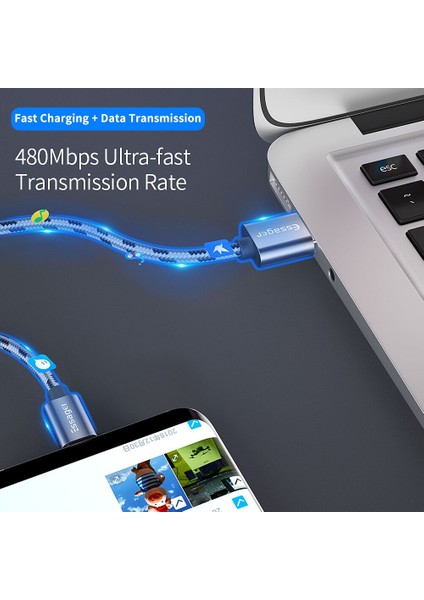 Essager Mikro USB Tip C Kablo Samsung Xiaomi One Plus Hızlı Şarj Kablosu Kablosu Usb-C Şarj Cihazı Cep Telefonu Usbc Tip-C Kablo (Yurt Dışından)