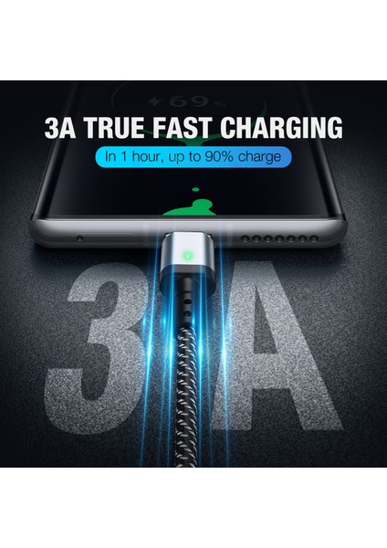 Suntaiho 3A Manyetik Kablo Mikro USB Tip C Manyetik Şarj Kablosu Manyetik Şarj Cihazı iPhone Samsung Xiaomi Veri Kablosu Kablosu (Yurt Dışından) modelleri