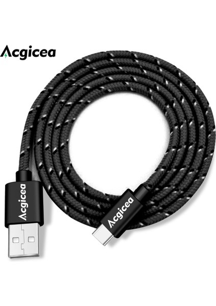 Acgicea USB C Tipi Kablo Naylon Hızlı Şarj Veri Kablosu Samsung S21 Oneplus 9 Xiaomi Huawei Cep Telefonu Tip-C Usb-C Kabloları (Yurt Dışından)