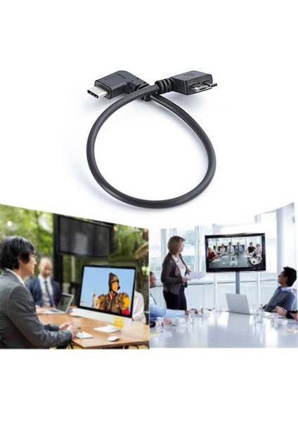 Açı 90 Derece Usb3.1 Tip-C - USB 3.0 Mikro B Kablosu 5 Gbps Veri Konektörü Adaptörü Sabit Disk Cep Telefonu Pc Otg C Tipi (Yurt Dışından)