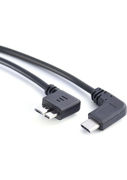 Açı 90 Derece Usb3.1 Tip-C - USB 3.0 Mikro B Kablosu 5 Gbps Veri Konektörü Adaptörü Sabit Disk Cep Telefonu Pc Otg C Tipi (Yurt Dışından)