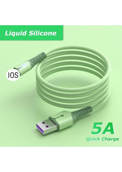 0.25/1/2/3m USB 8 Pin Kablo 5A Hızlı Şarj Veri USB Kablosu Sıvı Silikon Kablo iPhone 13 12 11 Pro Max x Xr Xs 8 7 (Yurt Dışından)