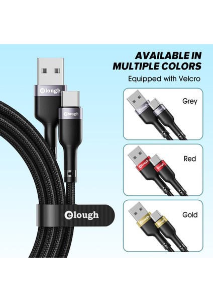 Elough Tipi C Kablo Hızlı USB Şarj Kablosu 3A Mikro USB Kablosu Samsung Huawei Xiaomi Için USB C Cep Telefonu USB Şarj Kablosu Tel (Yurt Dışından)