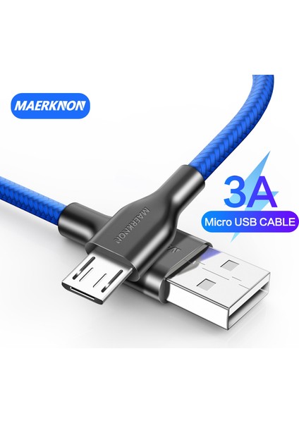 3A Mikro USB Kablosu Samsung S7 Xiaomi Mi Android Naylon Mikro USB Tel Kablosu Cep Telefonu Veri Kabloları Hızlı Şarj USB Şarj Cihazı (Yurt Dışından)