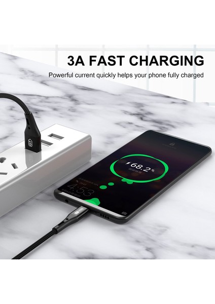 Gtwın USB C Tipi Kablo 3 M Xiaomi Samsung Huawei Için USB C 3A Hızlı Şarj Cep Telefonu C Tipi Veri Şarj USB Kablosu Şarj Cihazı (Yurt Dışından)