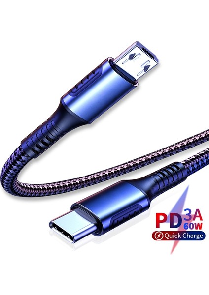 USB Tip C - Mikro USB Kablosu. Dizüstü Bilgisayar Için Usbc Bağlantı Noktasından Cep Telefonuna Mikro USB Veri Senkronizasyonu Hızlı Şarj Tipi C Şarj Cihazı Pd Kablosu (Yurt Dışından)