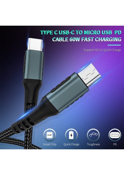 USB Tip C - Mikro USB Kablosu. Dizüstü Bilgisayar Için Usbc Bağlantı Noktasından Cep Telefonuna Mikro USB Veri Senkronizasyonu Hızlı Şarj Tipi C Şarj Cihazı Pd Kablosu (Yurt Dışından)