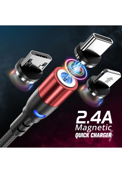 LED Manyetik USB Kablosu Hızlı Şarj Tipi C Kablo Mıknatıs Şarj Cihazı Mikro USB Kablosu Cep Telefonu USB Kablosu IPHONE13 Pro Max (Yurt Dışından)