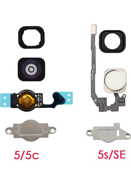 Mhcazt Ana Sayfa Düğmesi Anahtar Flex Kablo Metal + Metal Braket + iPhone 5 5c 5s / Se Için Kauçuk Conta (Yurt Dışından)