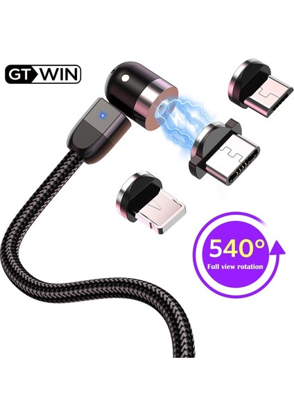 Gtwın Manyetik Mikro USB Kablosu iPhone 12 11 Pro Samsung Xiaomi Hızlı Şarj USB Tipi C Kablo Kordonu Mıknatıslı Şarj Usb-C Tel (Yurt Dışından)