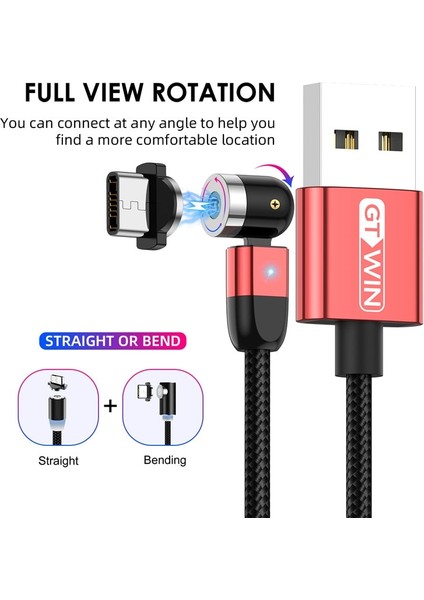 Gtwın Manyetik Mikro USB Kablosu iPhone 12 11 Pro Samsung Xiaomi Hızlı Şarj USB Tipi C Kablo Kordonu Mıknatıslı Şarj Usb-C Tel (Yurt Dışından) fiyatları