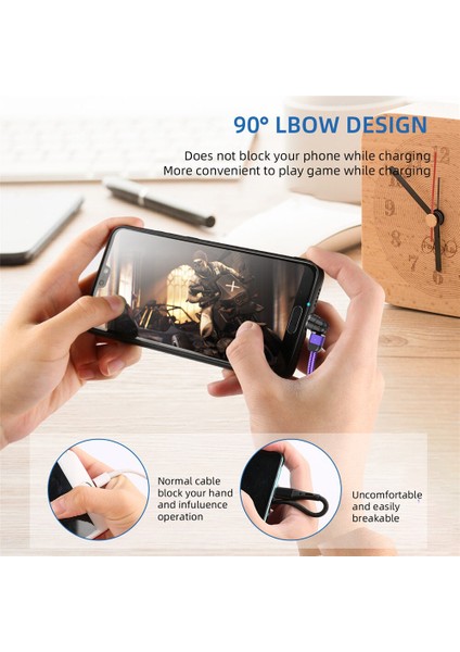 Gtwın 3A Hızlı Şarj Manyetik USB Kablosu 540 Döndür Mıknatıs Şarj Cihazı 2 M IPhone Xiaomi Samsung Mikro USB C Tipi Kablo Veri Kablosu (Yurt Dışından) modelleri