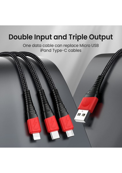 Çift Renkli 3 In 1 USB Kablosu iPhone 14 13 12 11 Pro Mikro USB Tip C 2.4A Tel Xiaomi Samsung S9 Hızlı Şarj Kablosu (Yurt Dışından) indirimleri