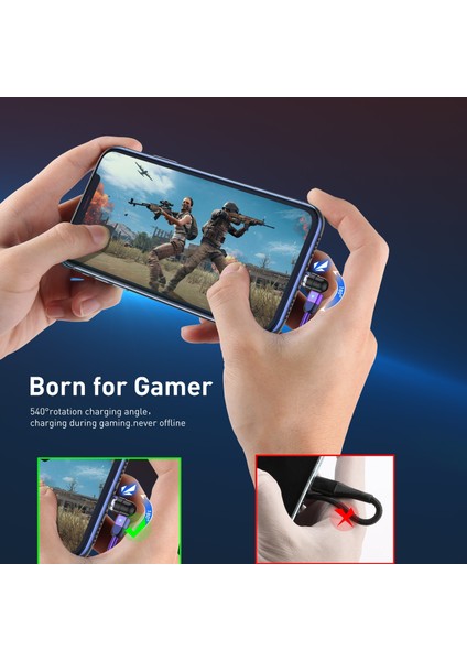 Gtwın 3A LED Manyetik Kablo C Tipi Kablo Mikro USB C Süper Hızlı Şarj Kablosu iPhone 13 12 Pro Max Xiaomi Samsung Veri Hattı (Yurt Dışından)