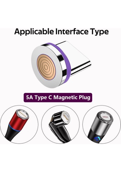Mvqf 5A Yuvarlak Manyetik Kablo Fişi iPhone Tip C Mikro USB C Fişler Hızlı Şarj Adaptörü Telefon Microusb Tip-C Manyetik Fiş (Yurt Dışından)