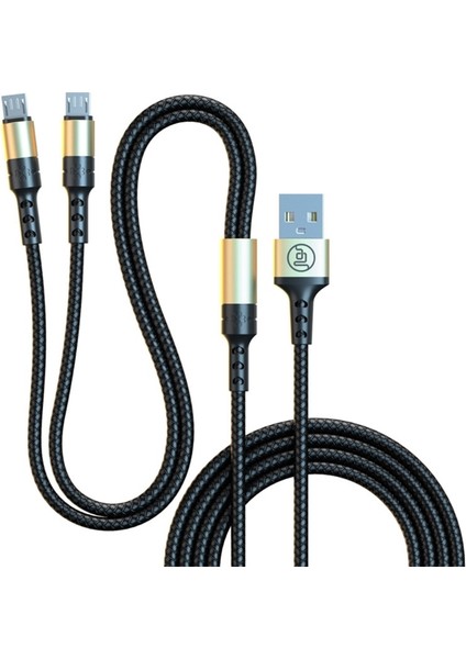 Ikisi Bir Arada Yalnızca Şarj Kablosu Çift Mikro USB Veri Kablosu 120 cm Telefonlar Için Hızlı Şarj Kablosu (Yurt Dışından)