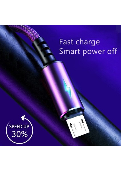 Mikro USB Tel LED Gösterge Kablosu 5A Hızlı Şarj Huawei Mate 40 Samsung Xiaomi Android Cep Telefonu Mikro USB Kablo Kordonu (Yurt Dışından)