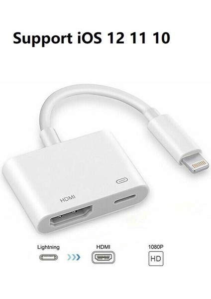 Betty Becky Apple Arayüzü Için Evrensel HDMI Kablo Adaptörü 8pin iPad iPhone Ios 12 11 10 Için HDMI Dijital Av Dönüştürücü (Yurt Dışından)