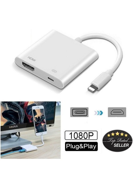 Betty Becky Apple Arayüzü Için Evrensel HDMI Kablo Adaptörü 8pin iPad iPhone Ios 12 11 10 Için HDMI Dijital Av Dönüştürücü (Yurt Dışından)