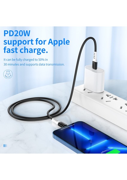Hoco Silikon 60W USB C - USB Tip C Kablo 20W Pd Tip C - Aydınlatma Kablosu USB C Pd Hızlı Şarj Kablosu iPhone 13 12 Xiaomi (Yurt Dışından)