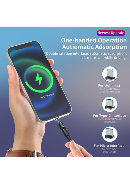 Gtwın Yeni 60W Pd Hızlı Şarj Kablosu USB C Tipi C Mikro Manyetik Veri Kabloları iPhone Şarj Kablosu Macbook Dizüstü Bilgisayar Için (Yurt Dışından)