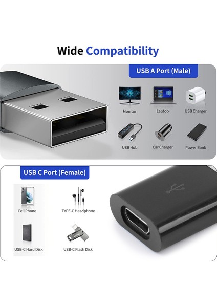 USB Tip C Adaptör USB 3.0 Tip A Erkek - USB 3.1 Tip C Dişi Dönüştürücü Evrensel USB C Şarj Veri Aktarım Adaptörü (Yurt Dışından)