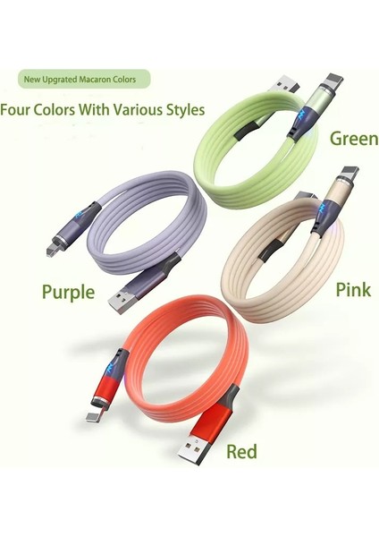 Mvqf 3 In 1 Manyetik Veri Kablosu 5A Hızlı Şarj Silikon USB Veri Kablosu Iphone 13 14 Huawei Samsung USB Kablosu Android Için (Yurt Dışından) fırsatları