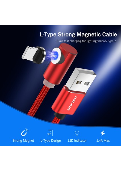 Uslıon Manyetik Mikro USB Kablosu Tip-C Şarj Şarj iPhone 12 Xiaomi Redmi Samsung Huawei Mate 30 20 Pro P20 P10 P9 Honor (Yurt Dışından) fiyatları