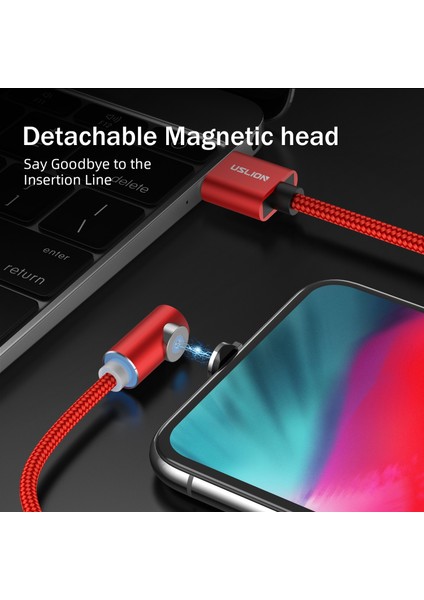 Uslıon Manyetik Mikro USB Kablosu Tip-C Şarj Şarj iPhone 12 Xiaomi Redmi Samsung Huawei Mate 30 20 Pro P20 P10 P9 Honor (Yurt Dışından) indirimleri