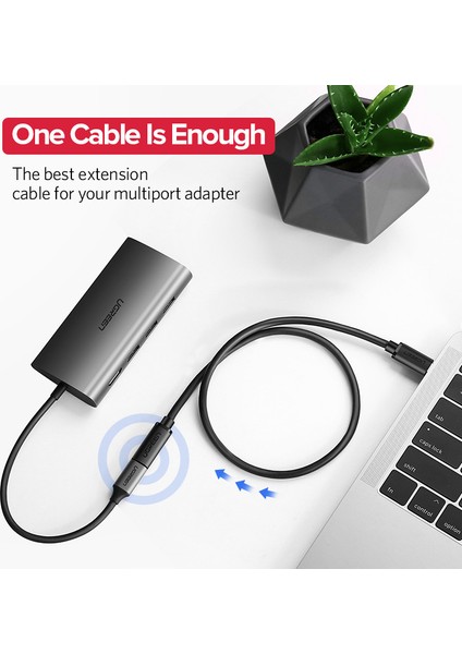 Ugreen USB C Uzatma Kablosu 50CM Erkek - Dişi Tip C Uzatma Kablosu Thunderbolt 3 Nintendo Switch, MacBook Pro, Google Pixel 3 2 Xl, Samsung Galaxy S10 S9 S8 Plus Note 8 Için Uyumlu (Yurt Dışından)