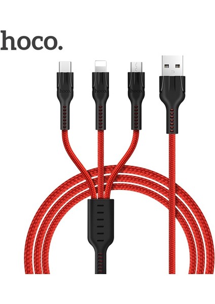 Hoco 3in1 USB Şarj Aleti Kablosu iPhone 11 Pro x 5 6 7 8 Android Mikro USB Kablosu Tip C Samsung Xiaomi Telefon Için USB Veri Kablosu (Yurt Dışından)