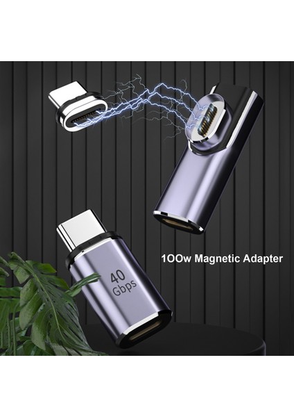 Tip-C Manyetik Adaptör USB 4.0 C Erkek Tip-C Dişi Dönüştürücü Kablo Manyetik Dirsek 40GB Konnektör (Yurt Dışından)