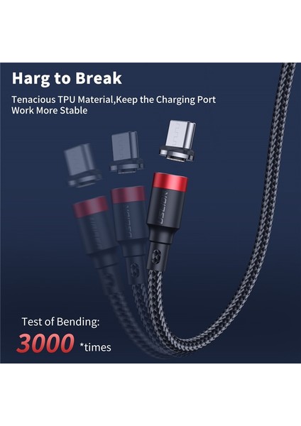Uslıon 3A Hızlı Şarj USB Kablosu Mikro Tip C Mıknatıslı Cep Telefonu Manyetik Veri USB Şarj Aleti Xiaomi Samsung Için Iphone 11 Xr (Yurt Dışından)