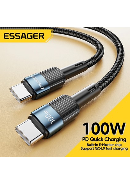 Essager 100 W USB Tip C USB C Kablosu Usb-C Pd Hızlı Şarj Şarj Kablosu Kablosu Macbook Samsung Xiaomi Tip-C Usbc Kablosu (Yurt Dışından)