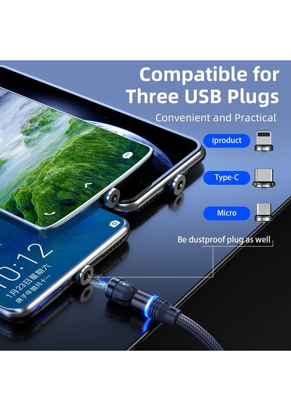 Szyupxın LED 540° Döndürme Manyetik USB Kablosu Hızlı Tip C Kablo Veri Şarj Mikro USB Kablosu iPhone 11 Pro Xs x Samsung Xiaomi (Yurt Dışından) modelleri