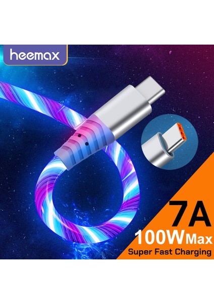 7A 100W Akış Aydınlık USB C Tipi Kablo Huawei P50 Onur 3A Hızlı Şarj USB C Şarj Veri Kablosu Xiaomi Samsung iPhone Için (Yurt Dışından)