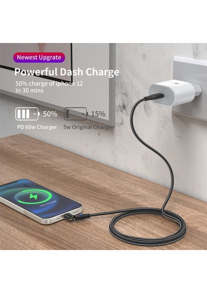 Gtwın Manyetik Kablo Hızlı Şarj Manyetik Veri Kablosu Mıknatıs Kablo Cep Telefonu Tip C Kablosu iPhone Android Için Manyetik Kablo (Yurt Dışından)
