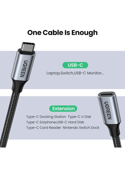 Ugreen USB C Uzatma Kablosu USB 3.1 Tip C Erkek - Dişi Gen2 10 Gbps Uzatma Kablosu Nintendo Anahtarı MacBook Pro Samsung Galaxy S21 S20 NOTE20 S10 Google Pixel 3 2 Xl (Yurt Dışından)