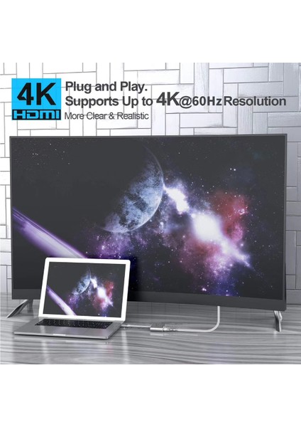 Tip C - HDMI 4K VGA Usb3.0 Dönüştürücü Şarj Bağlantı Noktası Hub Adaptörü (Yurt Dışından) fiyatları
