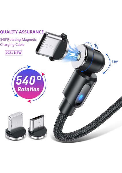 540 Döndür Manyetik Kablo USB Hızlı Şarj Tipi C Kablo Xiaomi Mıknatıs Şarj Mikro USB Kablosu Cep Telefonu Veri Kablosu (Yurt Dışından)