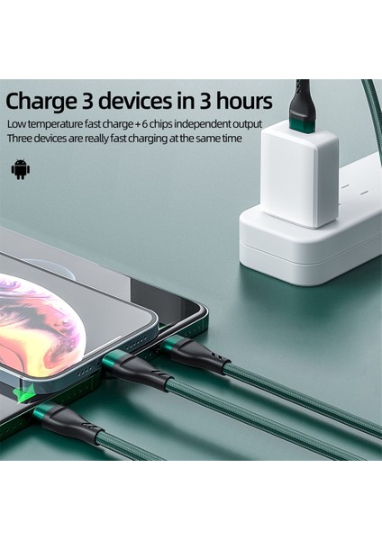 100W 3'ü 1 Arada Süper Şarj Kablosu 6A Mikro USB C Tipi Hızlı Şarj Cihazı C Tipi Kablo Veri Kablosu iPhone Samsung Xiaomi Huawei Için (Yurt Dışından)