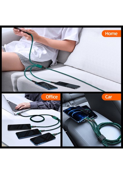 100W 3'ü 1 Arada Süper Şarj Kablosu 6A Mikro USB C Tipi Hızlı Şarj Cihazı C Tipi Kablo Veri Kablosu iPhone Samsung Xiaomi Huawei Için (Yurt Dışından)