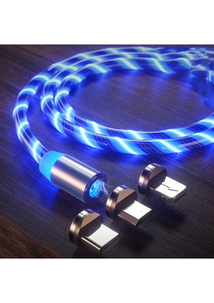 Manyetik Işıklı Aydınlatma Kablosu Mikro USB Tip C Kablo iPhone Samsung Xiaomi LED Akış Işığı Manyetik Şarj Cihazı Hızlı Şarj (Yurt Dışından)