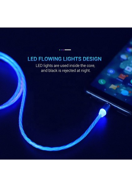 Manyetik Işıklı Aydınlatma Kablosu Mikro USB Tip C Kablo iPhone Samsung Xiaomi LED Akış Işığı Manyetik Şarj Cihazı Hızlı Şarj (Yurt Dışından) fiyatları