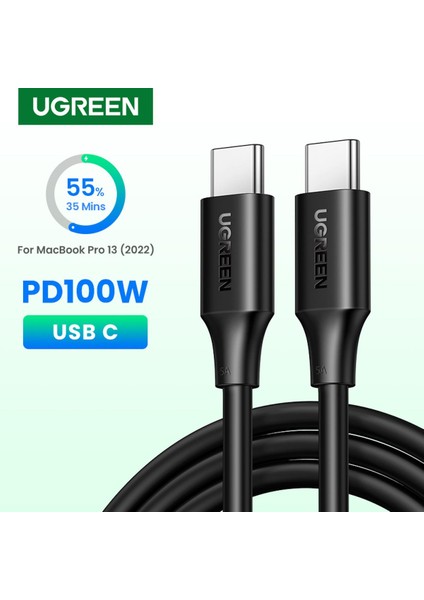 Ugreen USB C - USB C Kablosu, Pd3.0 100W USB C Kablosu 5A, MacBook Pro 2022, iPad Pro 2022, Samsung Galaxy S22/Z Fold, Google Pixel, Ps5, Switch Için C Tipi Kablo (Yurt Dışından)
