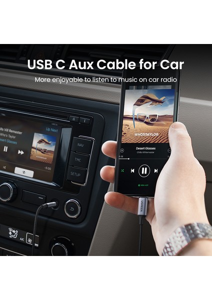 Ugreen USB C - 3,5 mm Erkek - Erkek Ses Kablosu, Dac Çipli Tip C Aux Kablosu, Araba, Hoparlör, Kulaklık, Telefonlar, Ipad, Macbook, Alüminyum Naylon Örgülü 1m (Yurt Dışından) modelleri